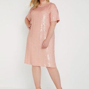 NWT- ELOQUII 2021 Blush Pink Sequin Shift/Shirt Dress